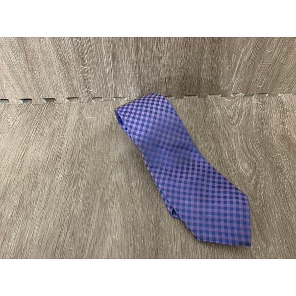 Michael Kors Men's Purple Checkered Silk Tie‎ Classic Length - Picture 1 of 4